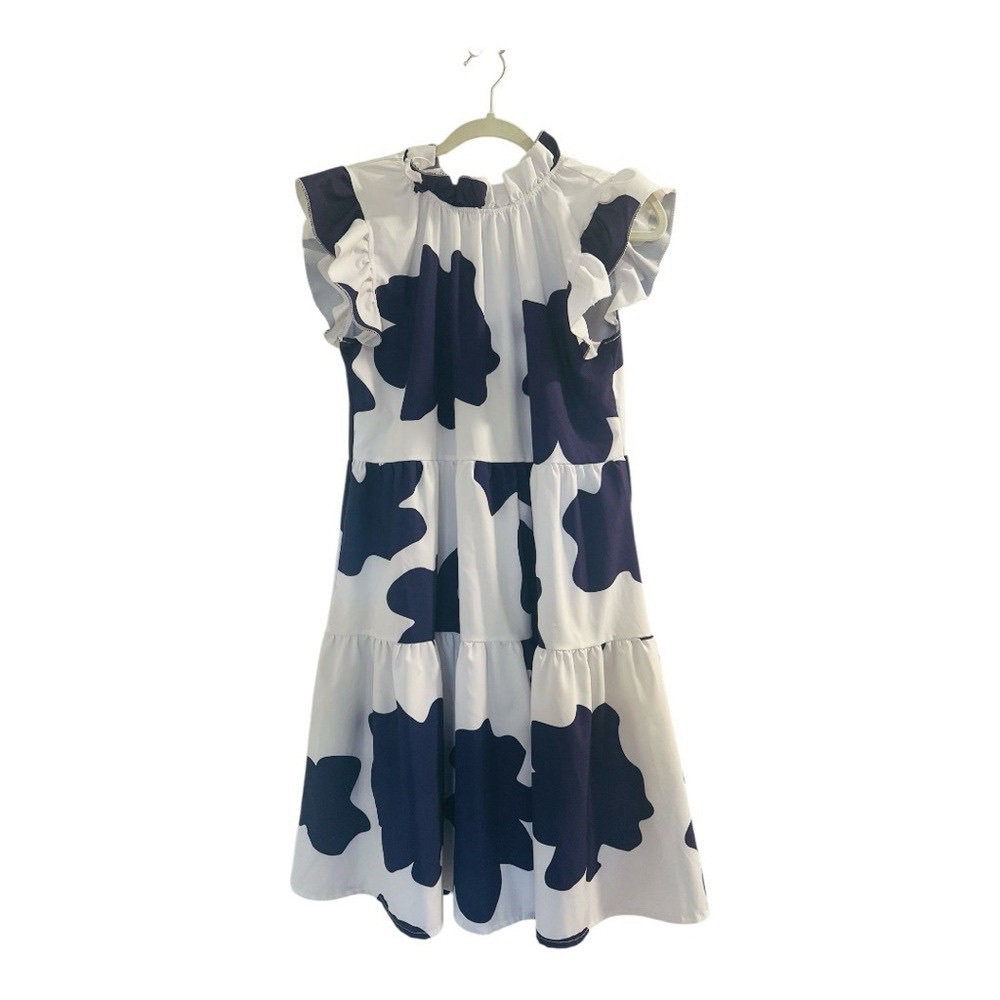 Stylish Kids Dress with Navy Floral Pattern